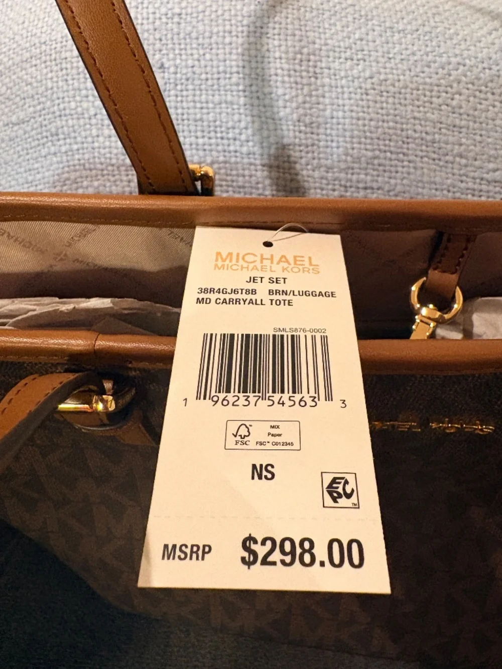 Michael Kors Jet Set Medium Carryall Tote Brown/Luggage NWT MSRP $298
